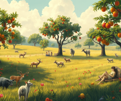 a-meadow-with-fruit-trees-and-animals-and-a-few